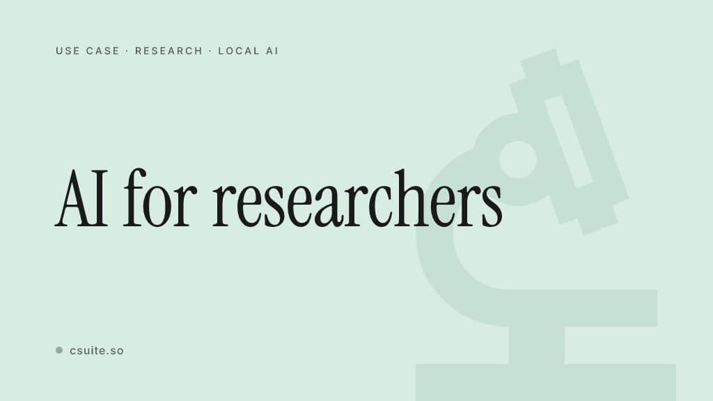 AI for researchers: title card on a soft mint background with a faint microscope silhouette on the right.