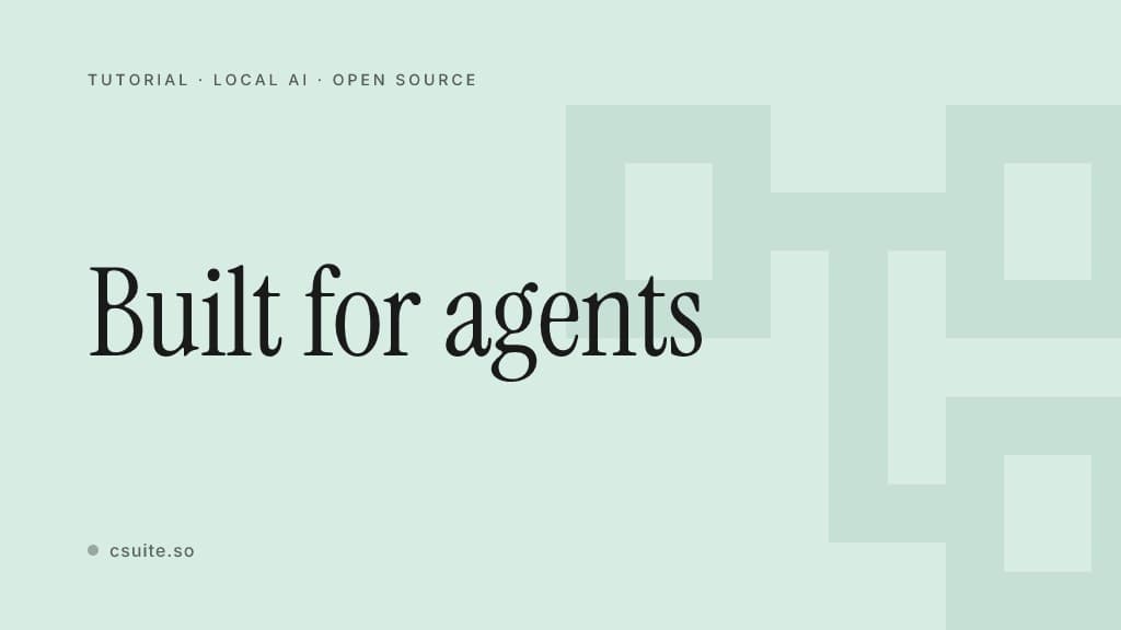 Built for agents: title card on a soft background with a faint bird-nest silhouette on the right.
